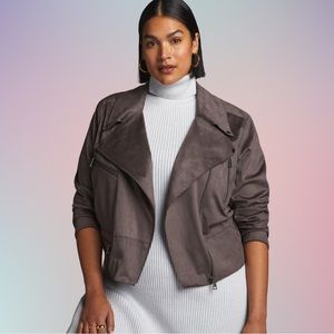 Anthropologie Hutch Faux Suede Moto Jacket Size Large